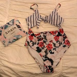 SHEIN floral/stripe 1 piece